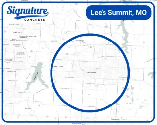 Concrete services area map for Lee's Summit and surrounding neighborhoods